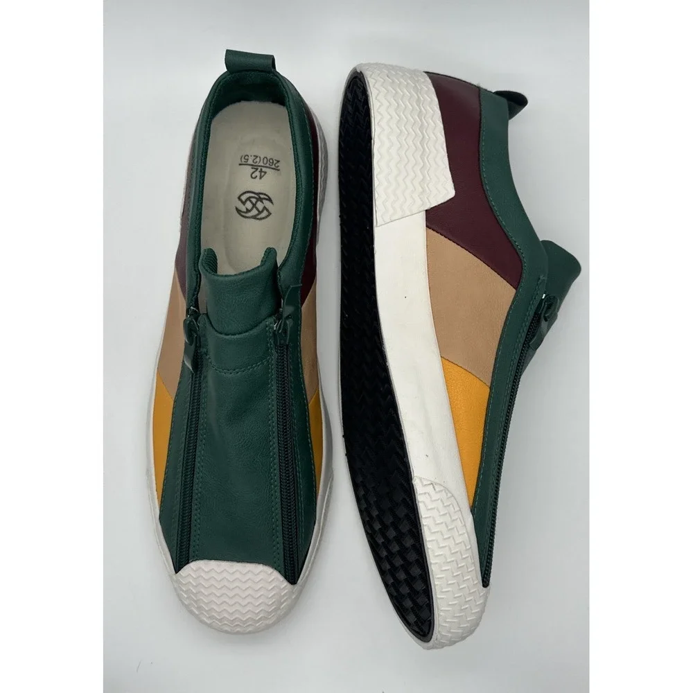 Men Color Leather Shoes Slip on Loafers Shoes Soft Sole Casual Pump Shoes